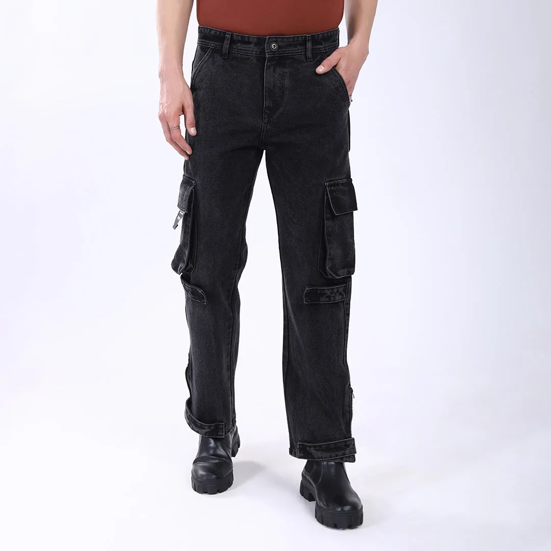 DARK GREY BAGGY CARGO FIT JEAN