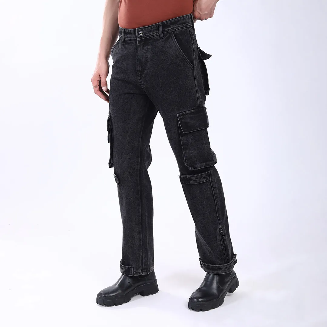 DARK GREY BAGGY CARGO FIT JEAN