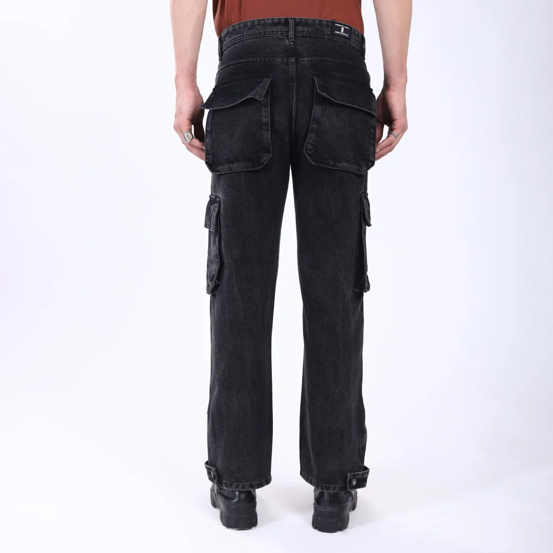 DARK GREY BAGGY CARGO FIT JEAN