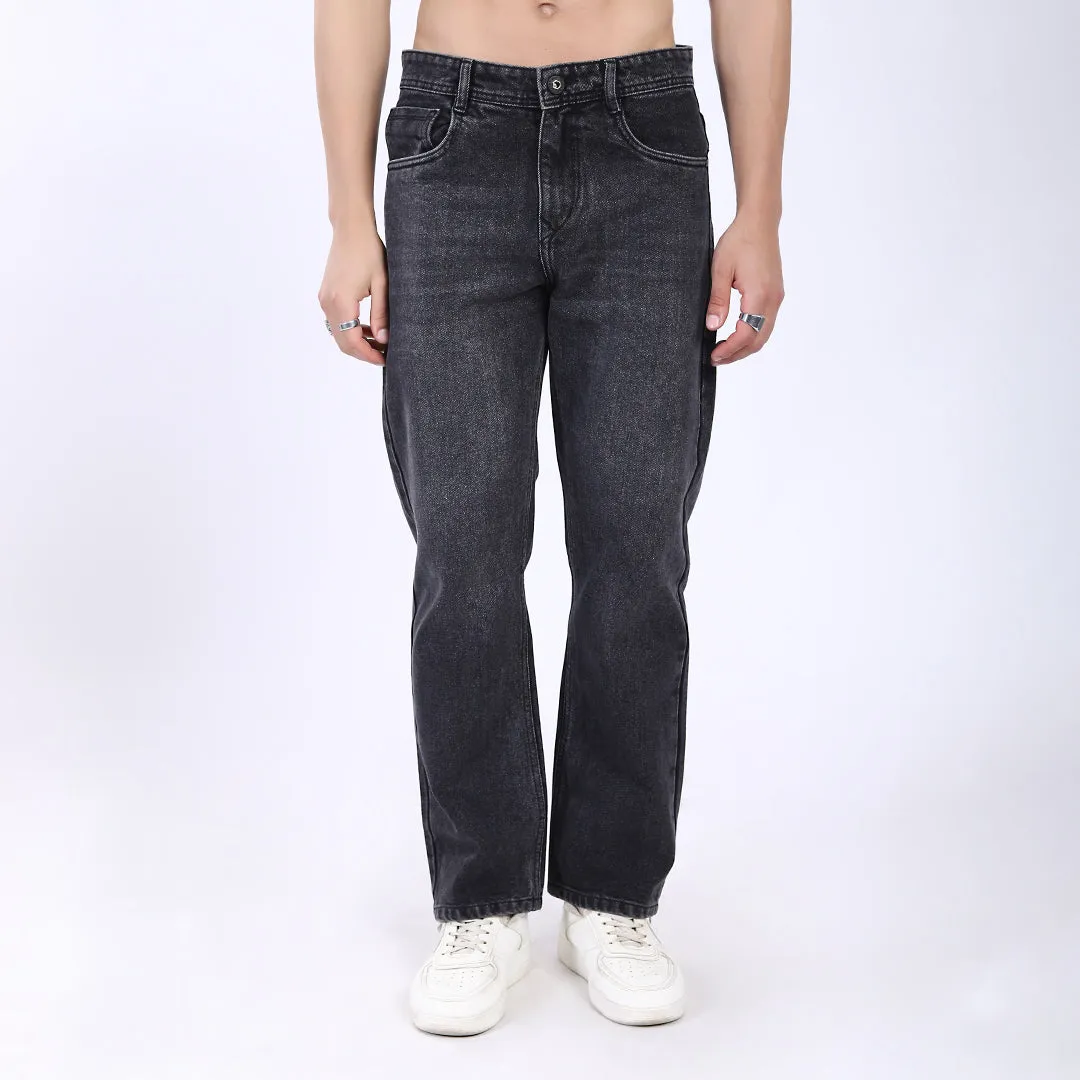 DARK GREY BAGGY FIT JEAN TEDDY