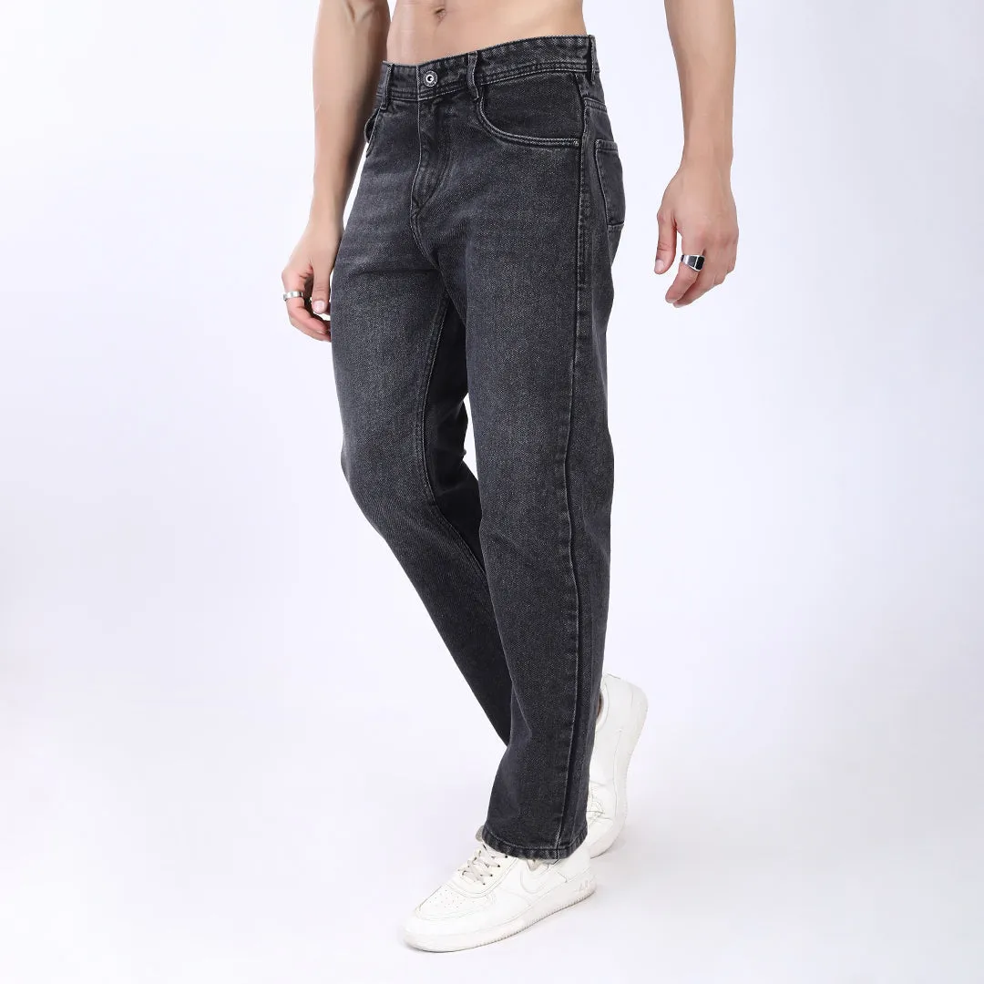 DARK GREY BAGGY FIT JEAN TEDDY