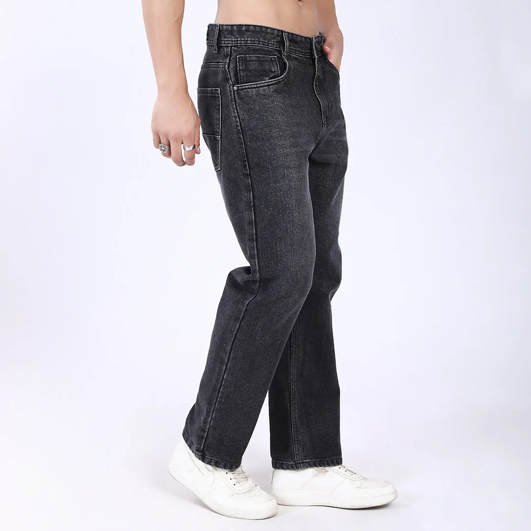 DARK GREY BAGGY FIT JEAN TEDDY