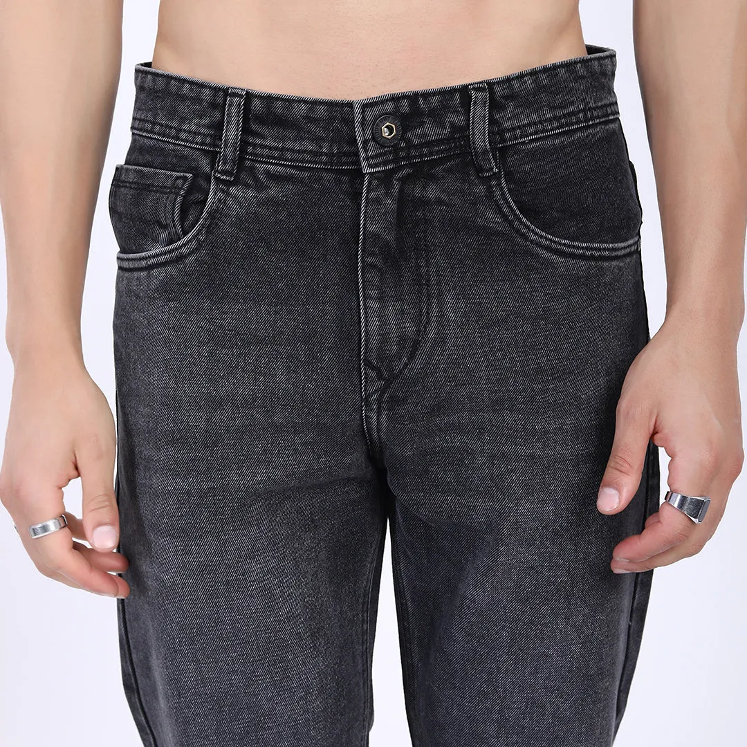 DARK GREY BAGGY FIT JEAN TEDDY