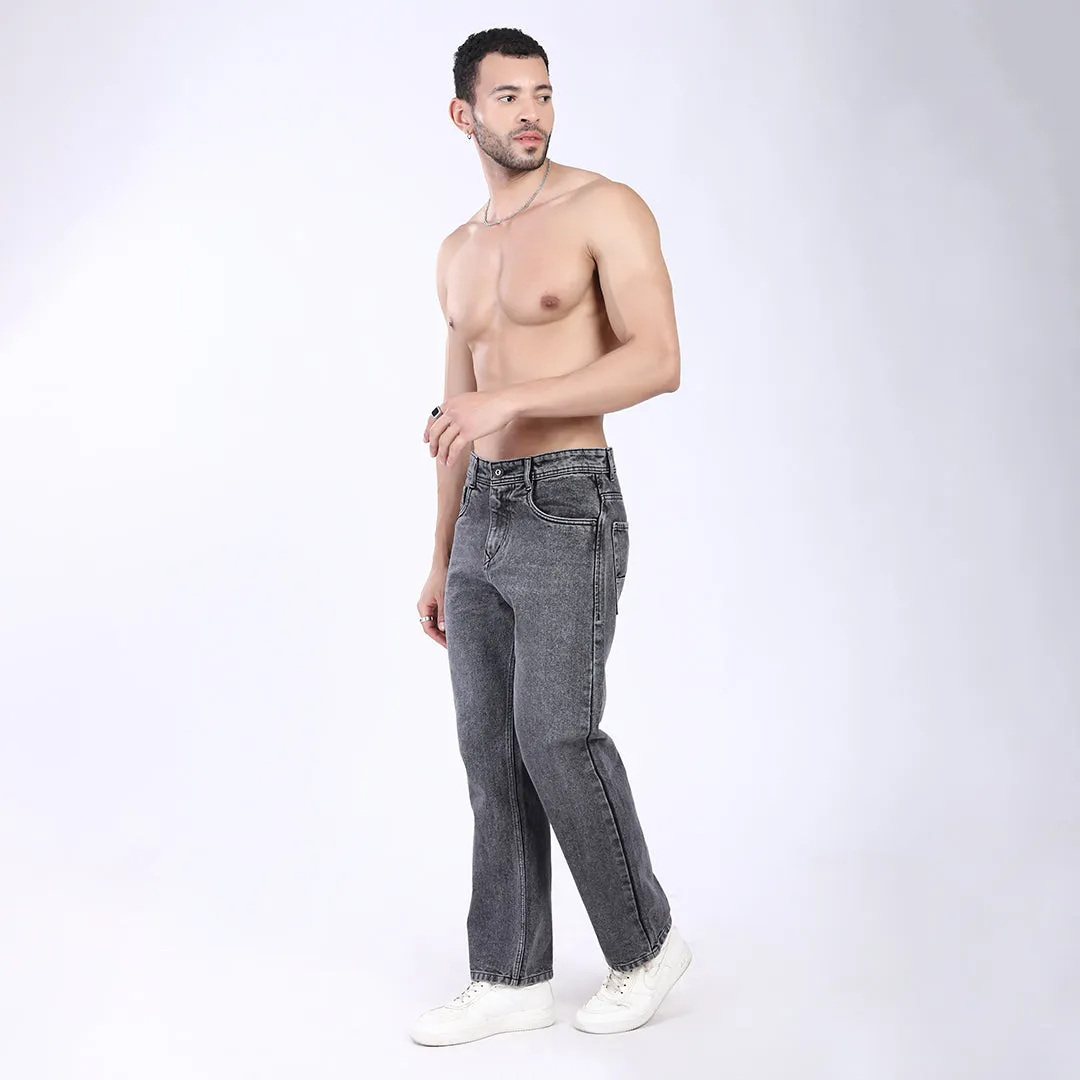 LIGHT GREY BAGGY FIT JEAN TEDDY