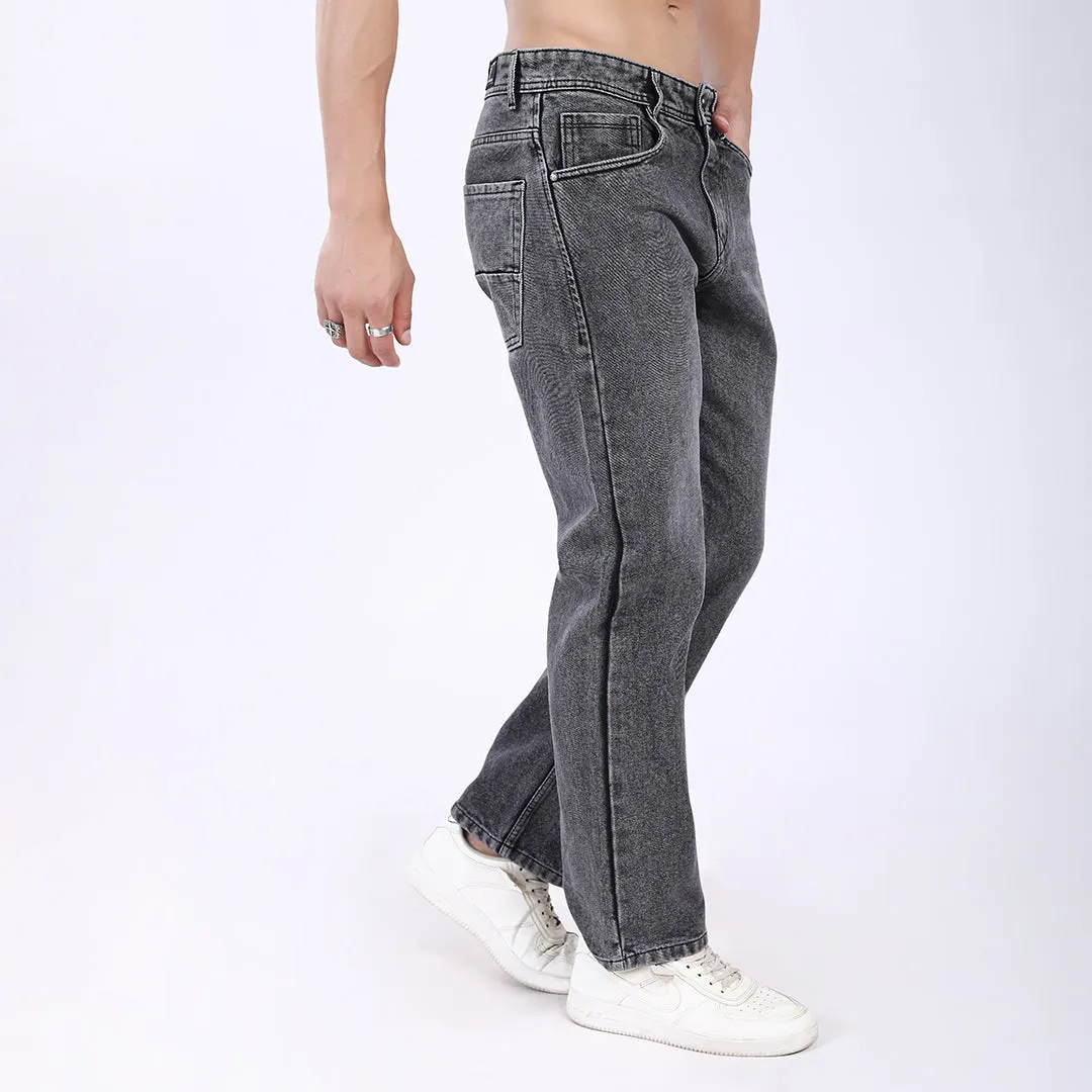 LIGHT GREY BAGGY FIT JEAN TEDDY
