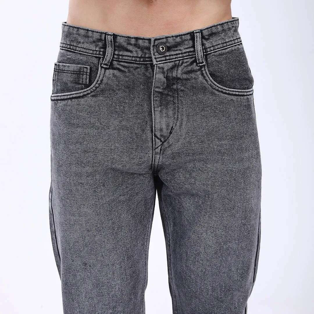 LIGHT GREY BAGGY FIT JEAN TEDDY