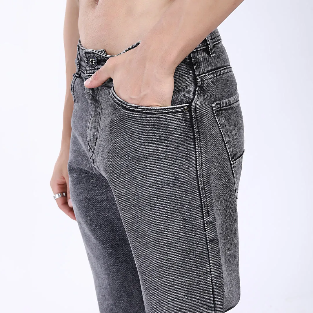 LIGHT GREY BAGGY FIT JEAN TEDDY