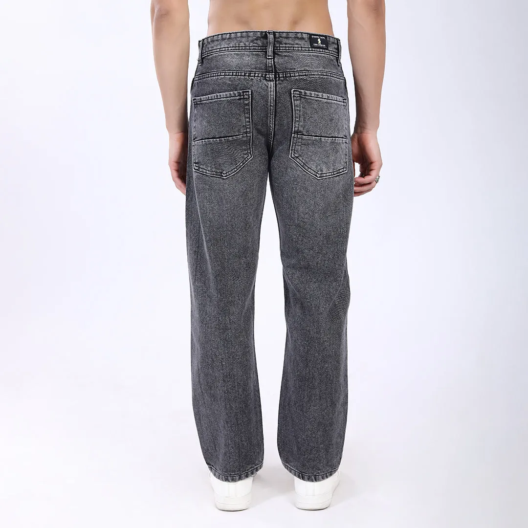 LIGHT GREY BAGGY FIT JEAN TEDDY