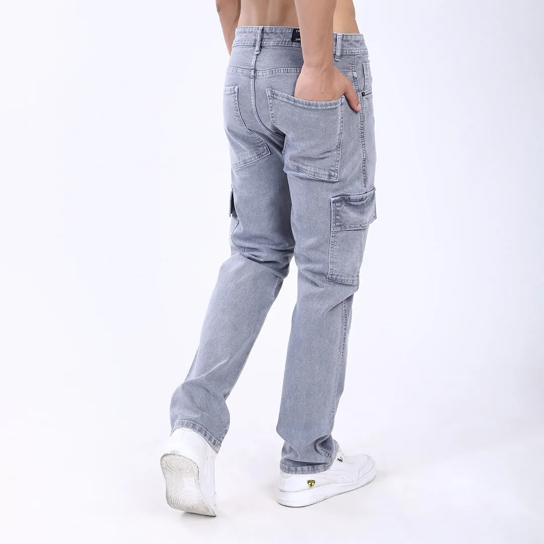 LIGHT GREY BAGGY CARGO FIT JEAN OVERDYED