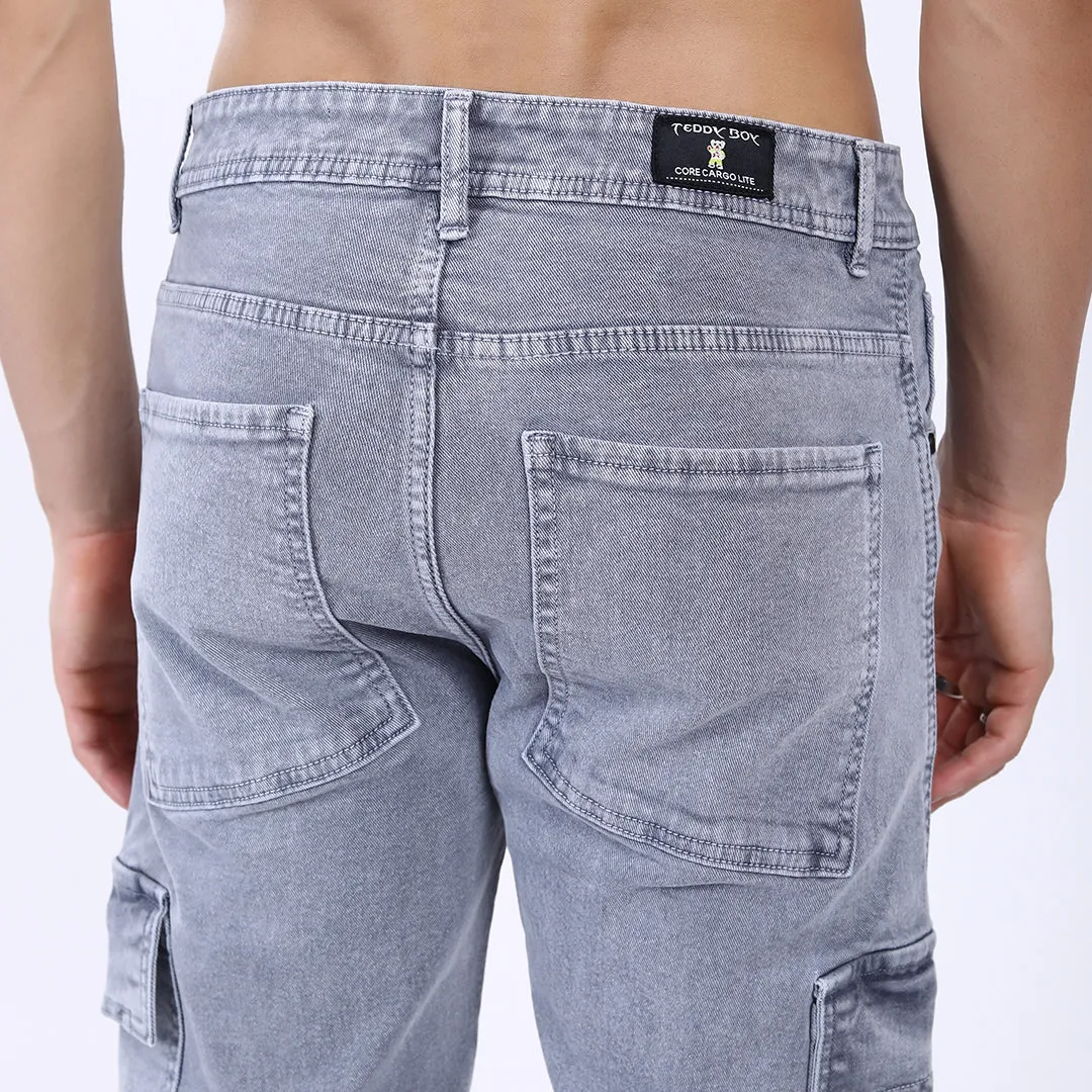 LIGHT GREY BAGGY CARGO FIT JEAN OVERDYED