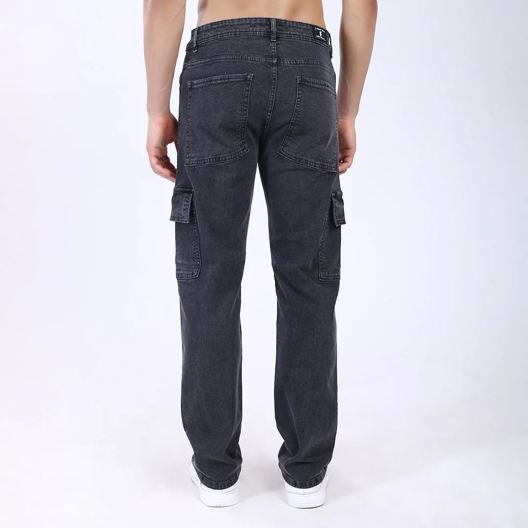 DARK GREY BAGGY CARGO FIT JEAN OVERDYED