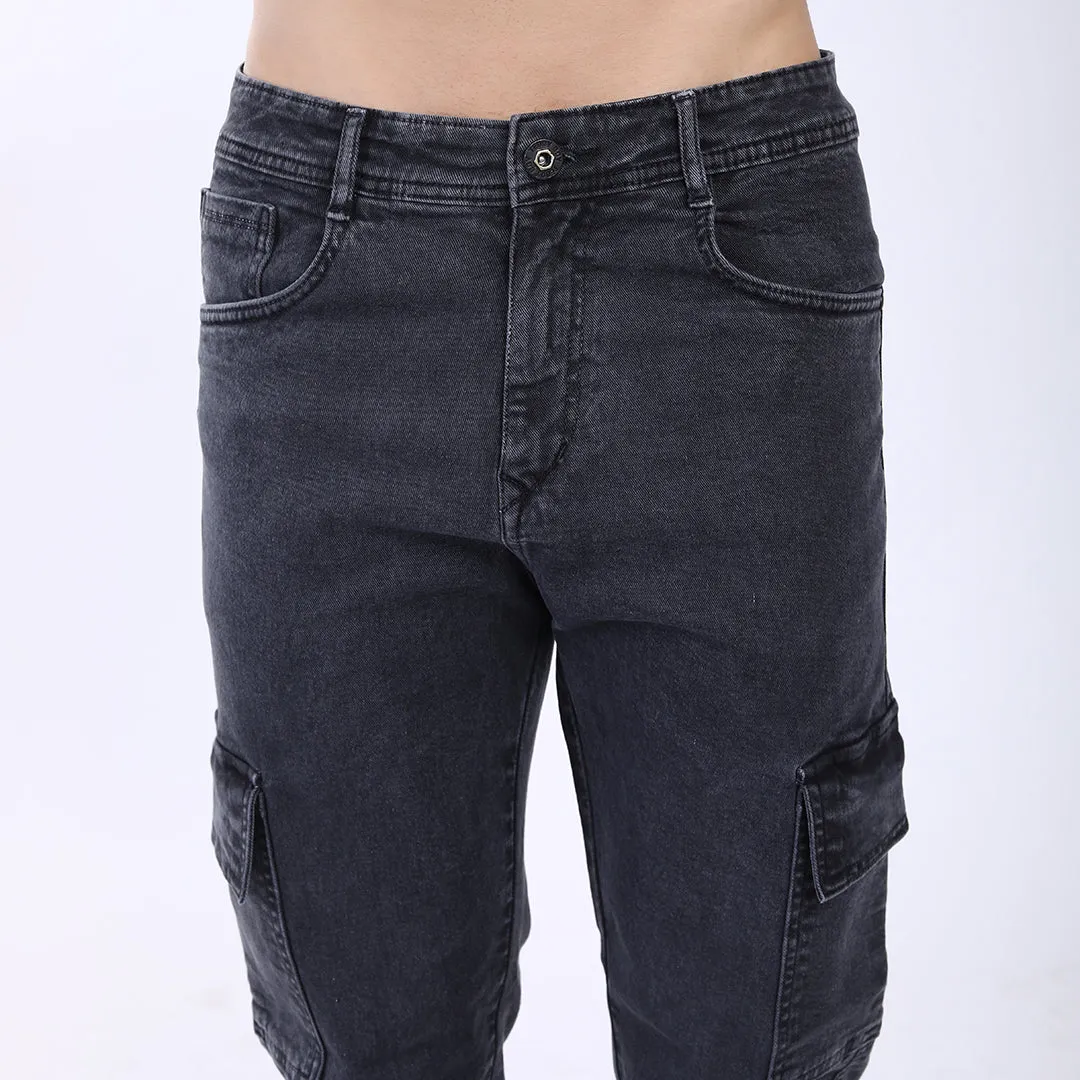 DARK GREY BAGGY CARGO FIT JEAN OVERDYED
