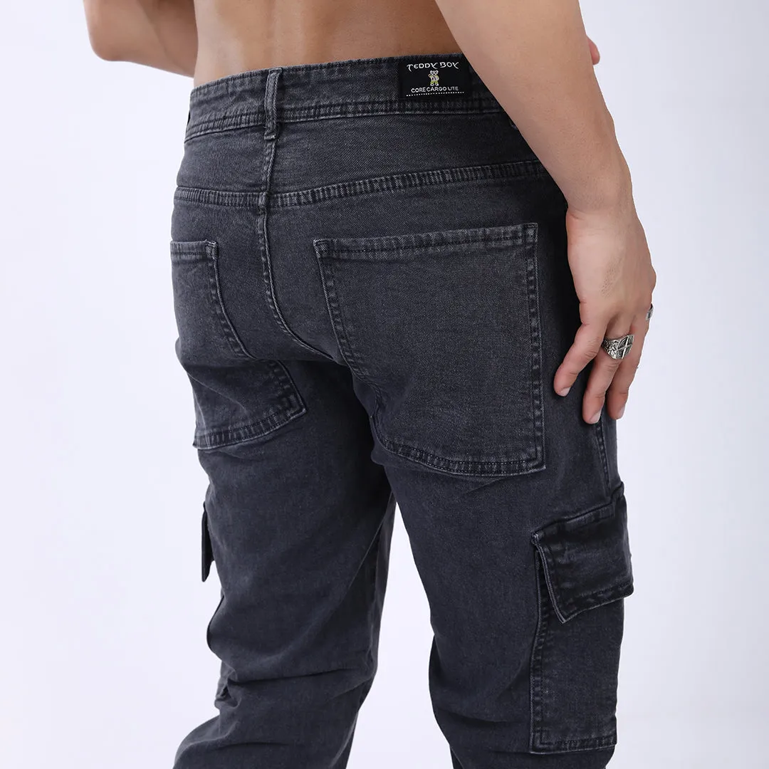 DARK GREY BAGGY CARGO FIT JEAN OVERDYED