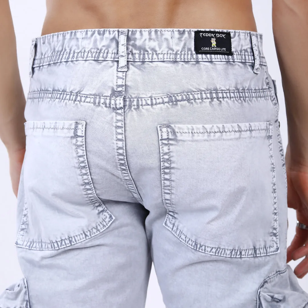 LIGHT GREY BAGGY CARGO FIT JEANS WITH LARGE POCKET