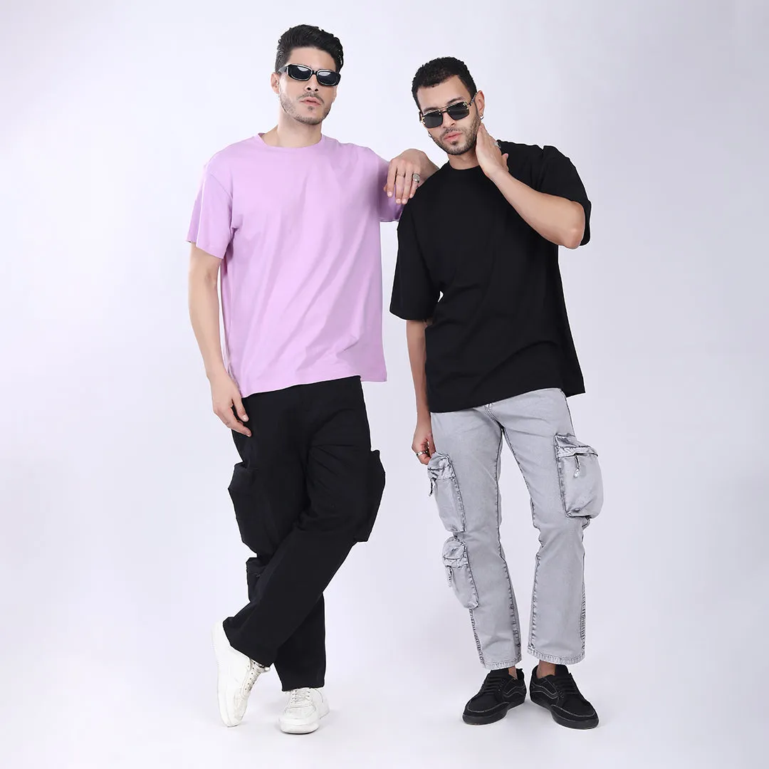 GREY BAGGY CARGO FIT JEANS WITH LARGE POCKET