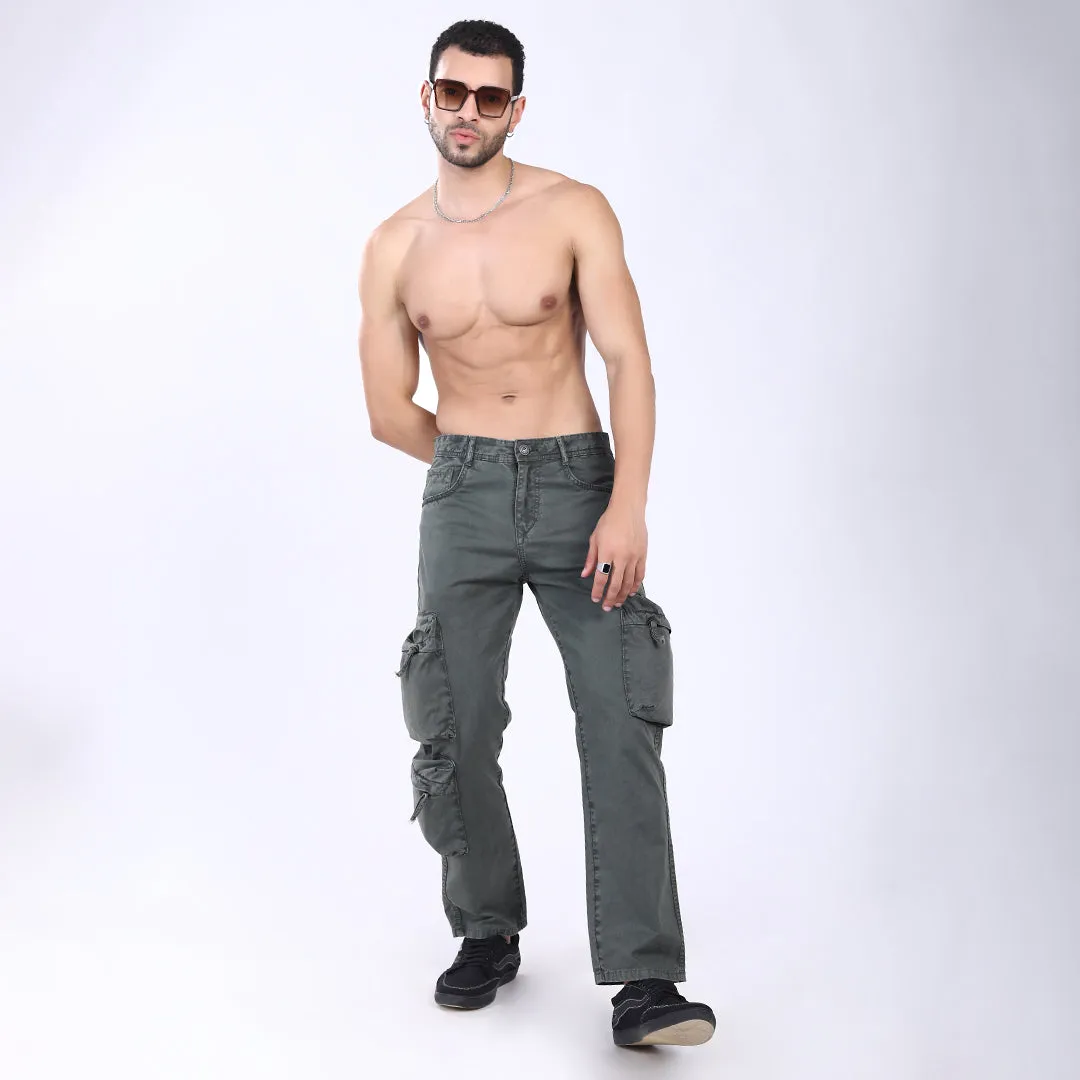 MEHANDI BAGGY CARGO FIT JEANS WITH LARGE POCKET