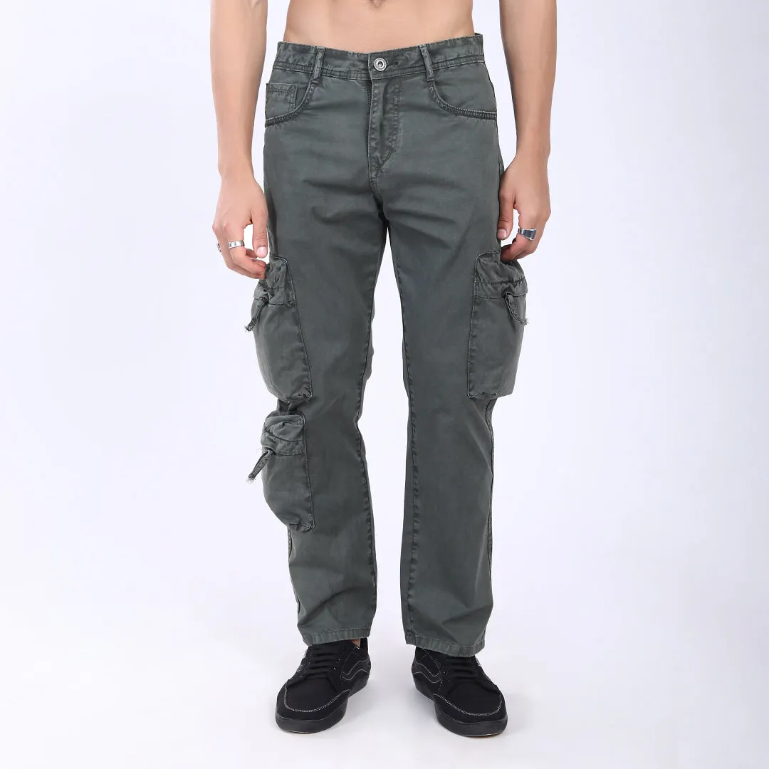 MEHANDI BAGGY CARGO FIT JEANS WITH LARGE POCKET