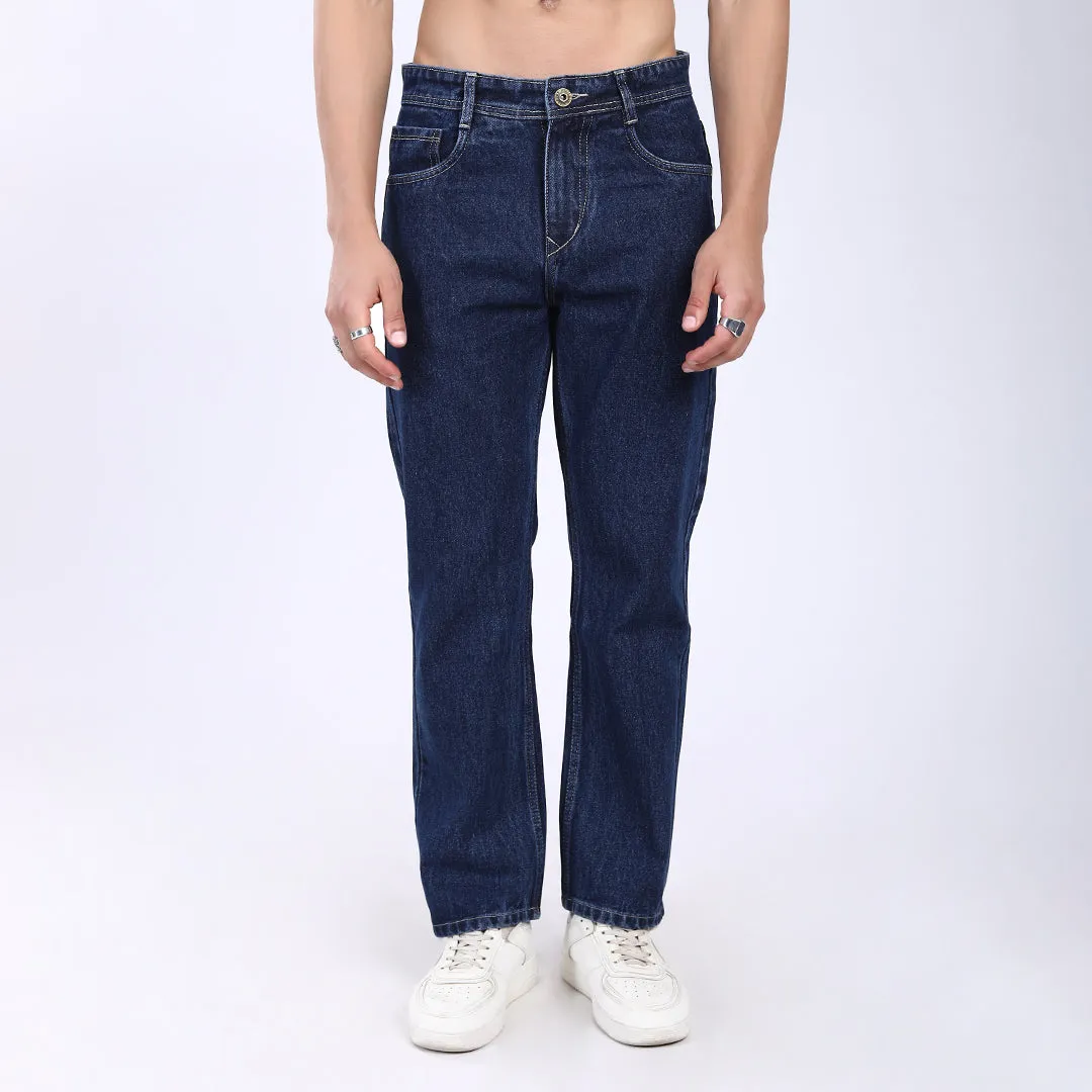 DARK BLUE BAGGY FIT JEAN TEDDY