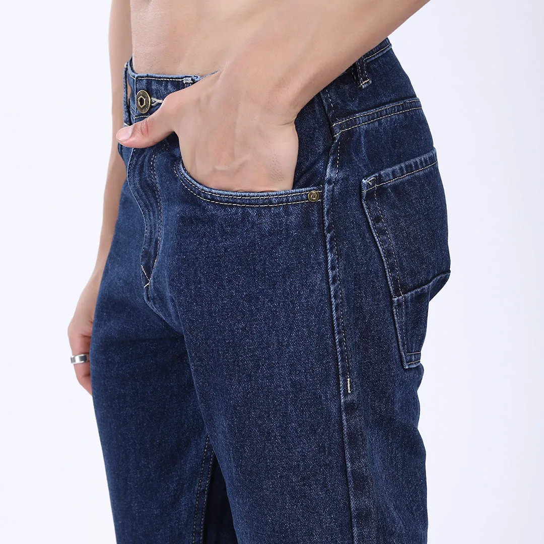 DARK BLUE BAGGY FIT JEAN TEDDY