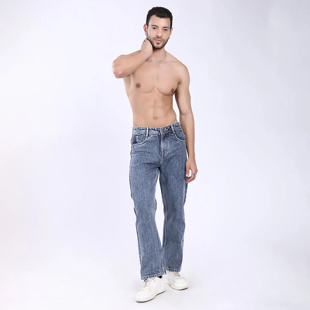 BLUE BAGGY FIT JEAN TEDDY