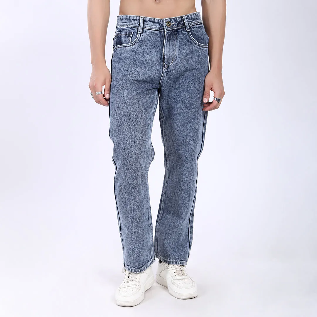 BLUE BAGGY FIT JEAN TEDDY