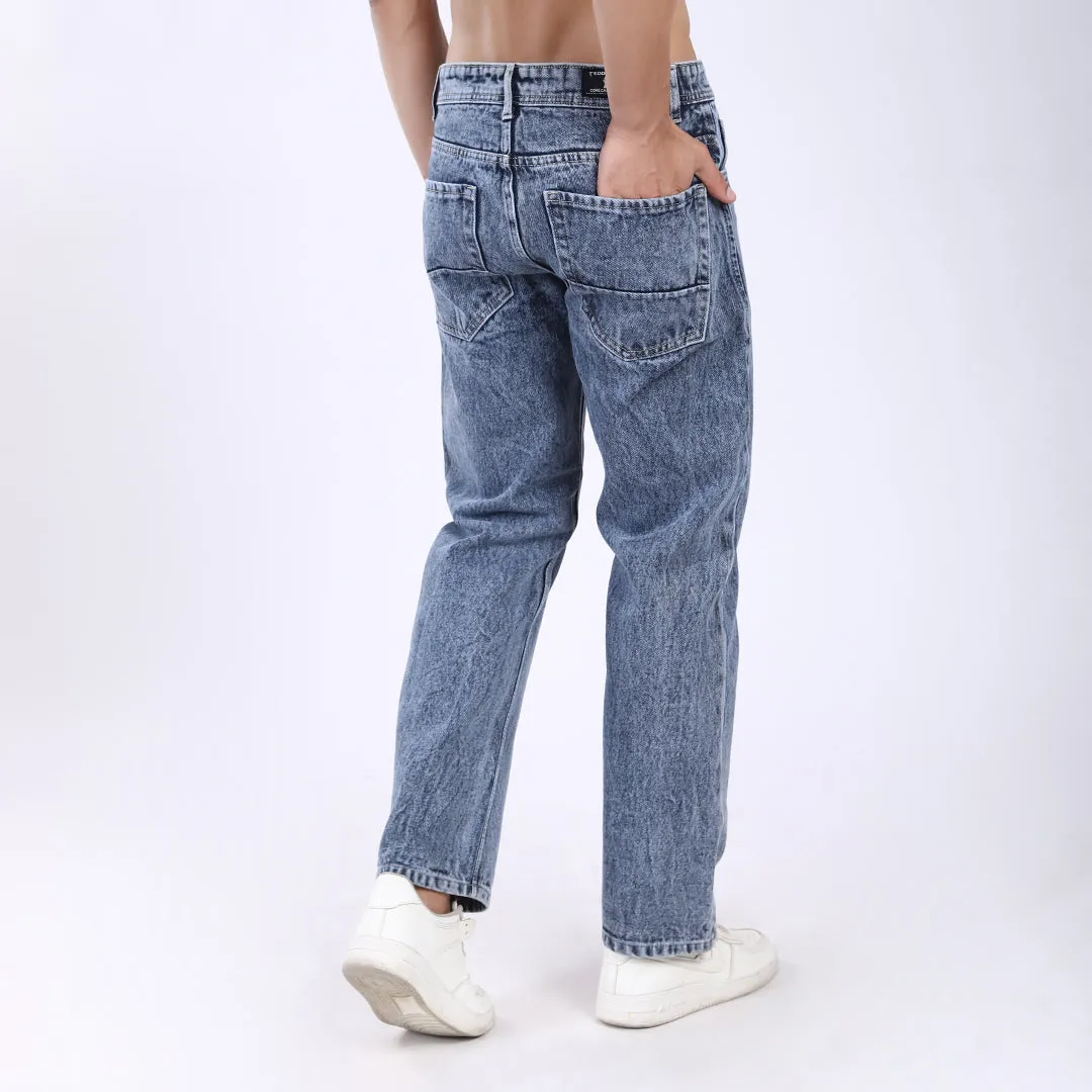 BLUE BAGGY FIT JEAN TEDDY