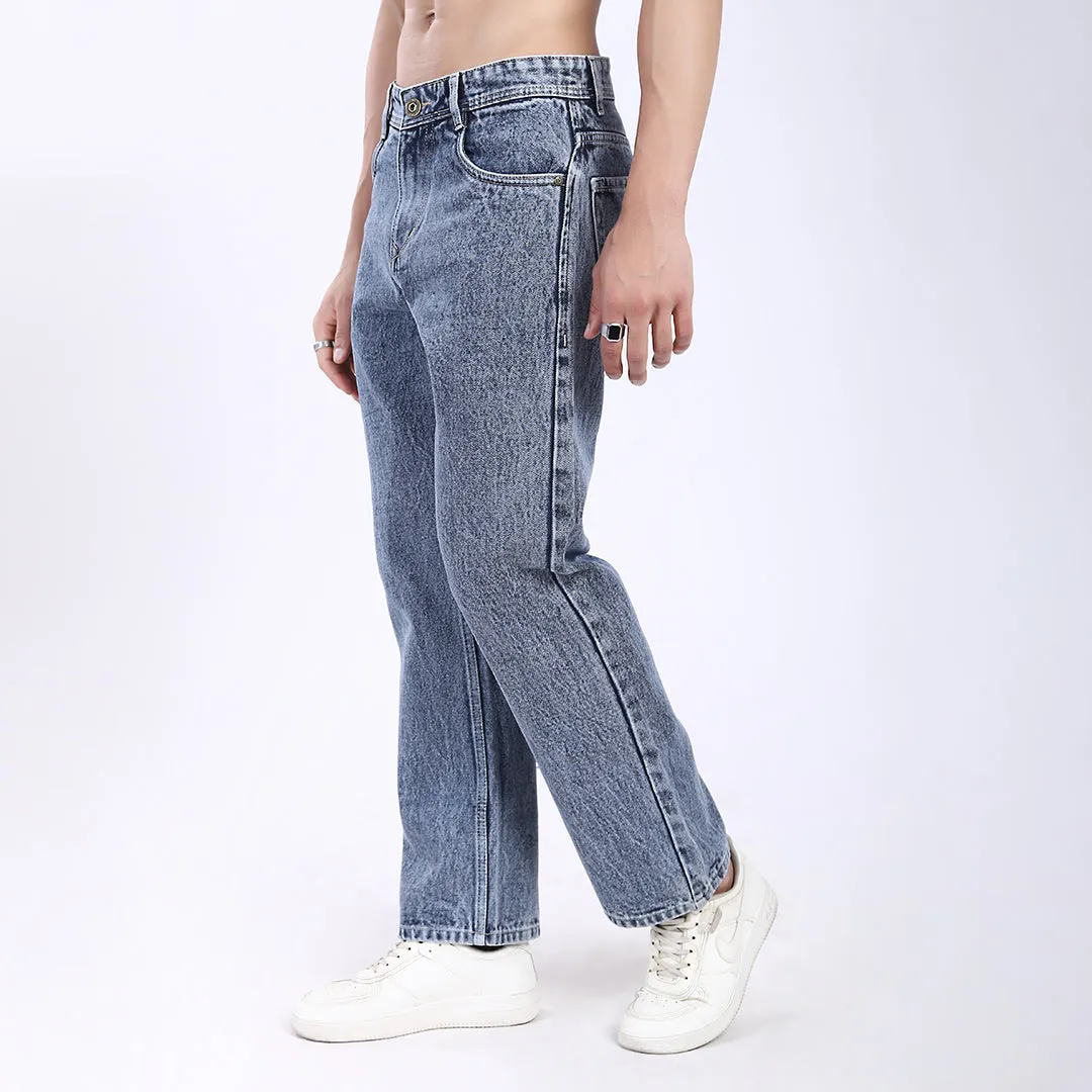 BLUE BAGGY FIT JEAN TEDDY