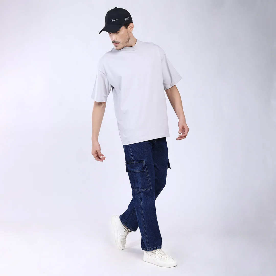 DARK BLUE BAGGY CARGO FIT JEANS