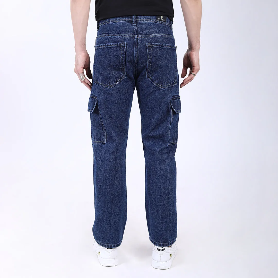 DARK BLUE BAGGY CARGO FIT JEAN