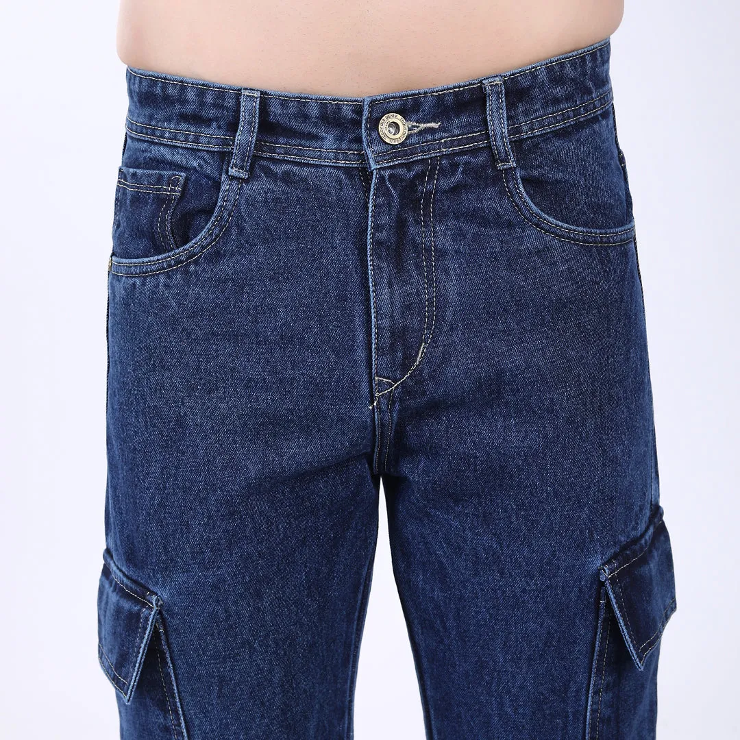 DARK BLUE BAGGY CARGO FIT JEAN
