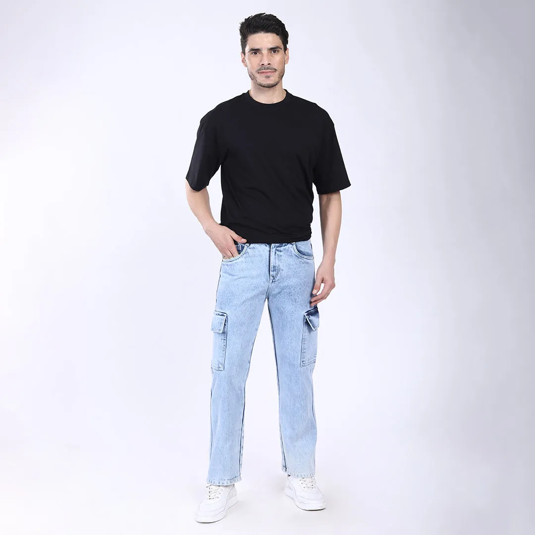 ICE BLUE BAGGY CARGO FIT JEAN