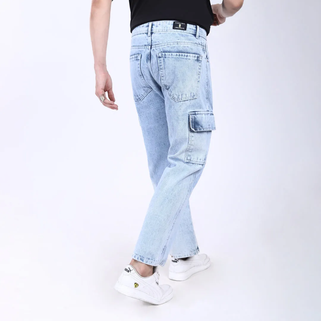 ICE BLUE BAGGY CARGO FIT JEAN