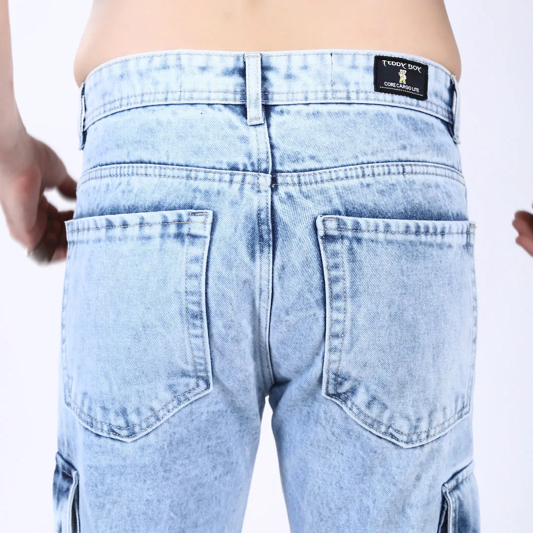 ICE BLUE BAGGY CARGO FIT JEAN