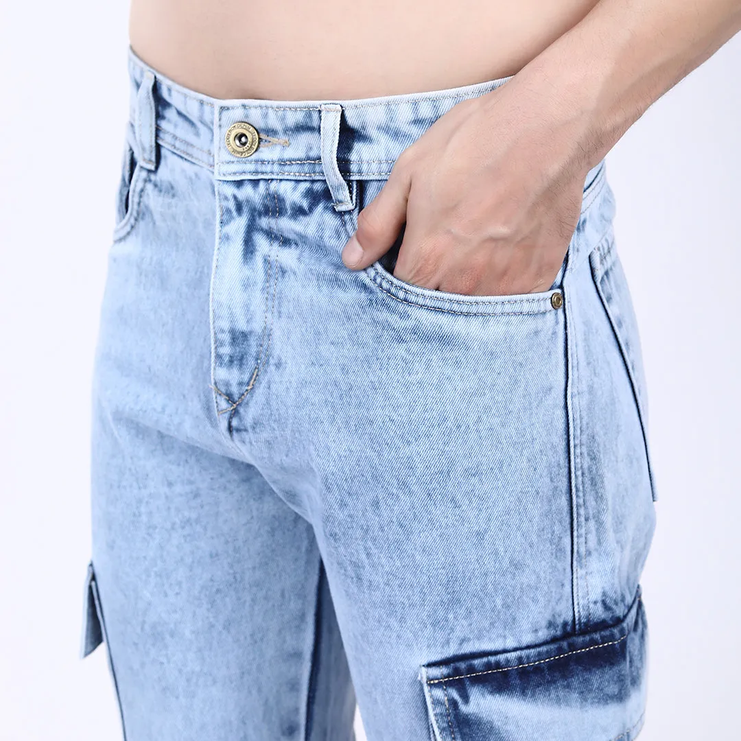 ICE BLUE BAGGY CARGO FIT JEAN