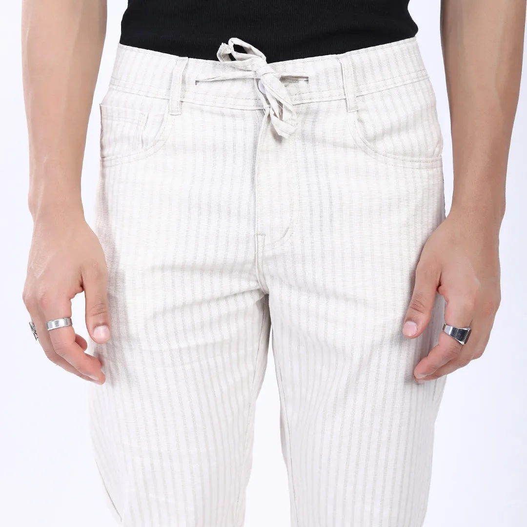 OFF WHITE STRIPE LINEN PANTS