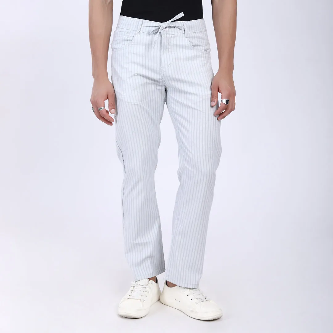 WHITE STRIPE LINEN PANTS