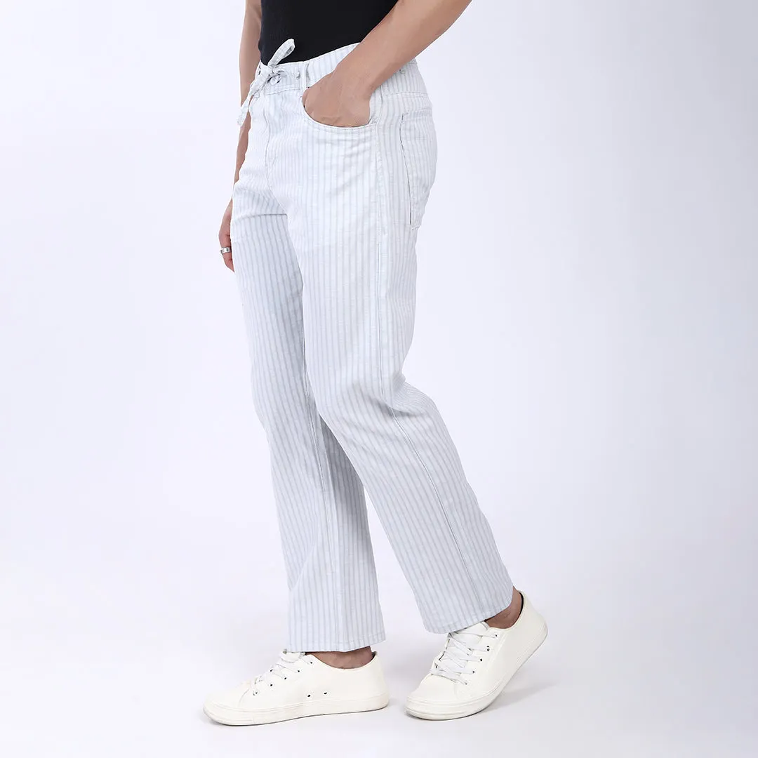 WHITE STRIPE LINEN PANTS