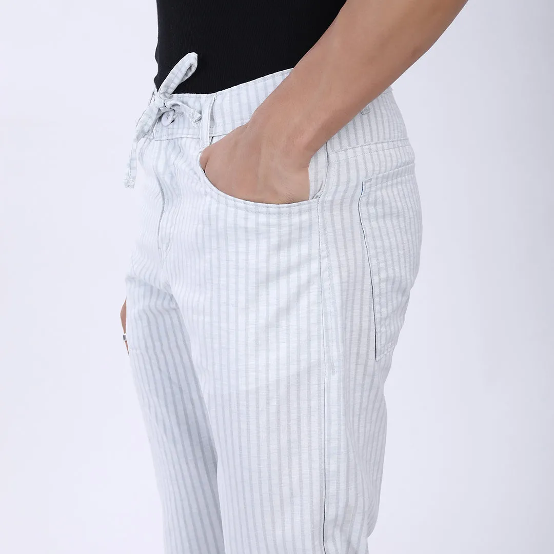 WHITE STRIPE LINEN PANTS
