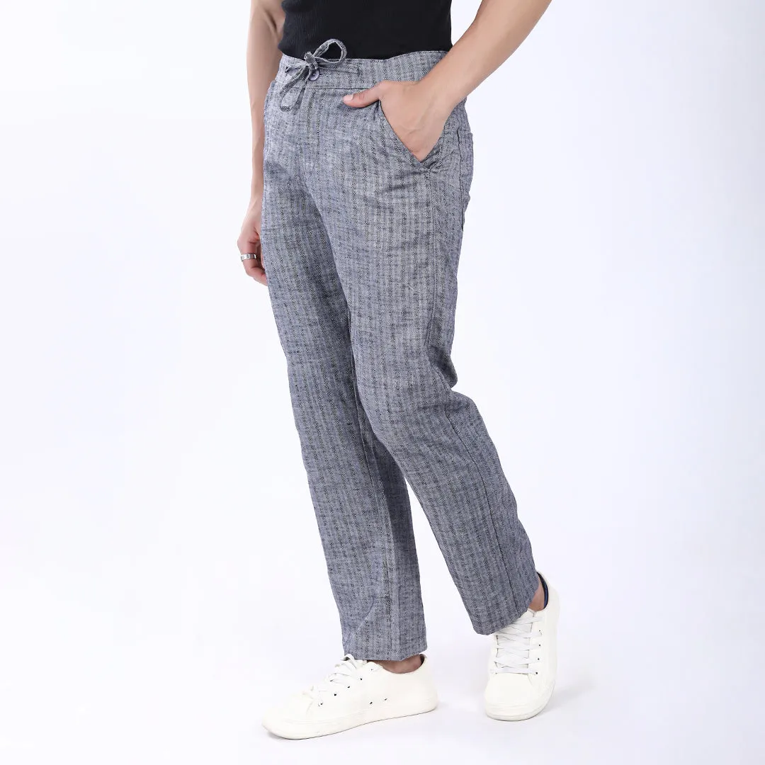 DARK GREY STRIPE LINEN PANTS