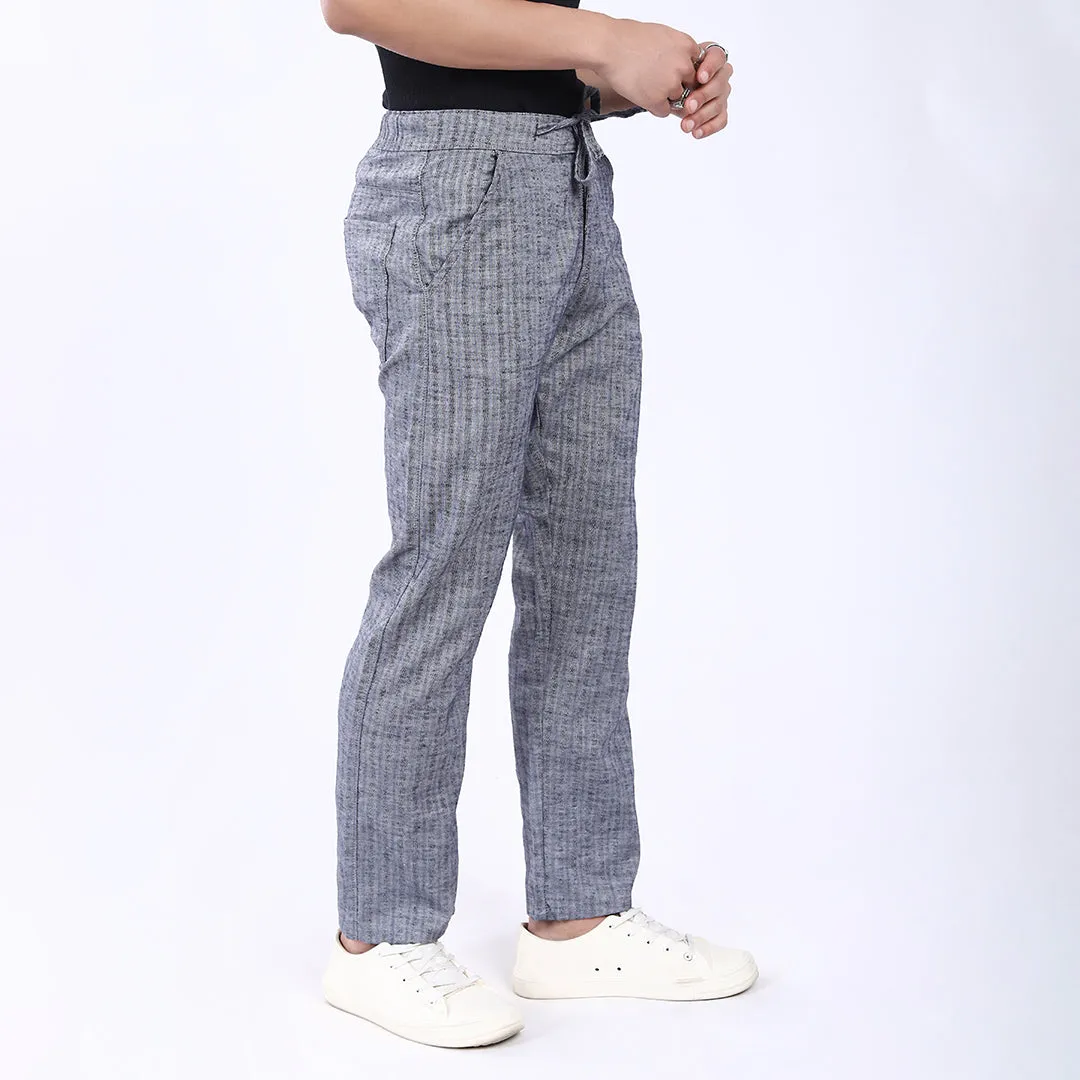 DARK GREY STRIPE LINEN PANTS