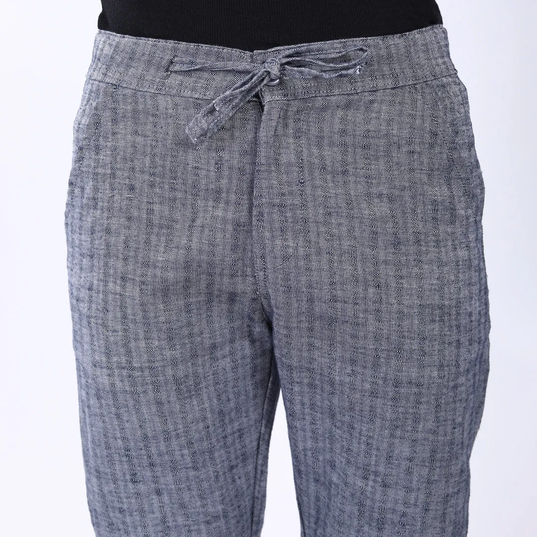 DARK GREY STRIPE LINEN PANTS