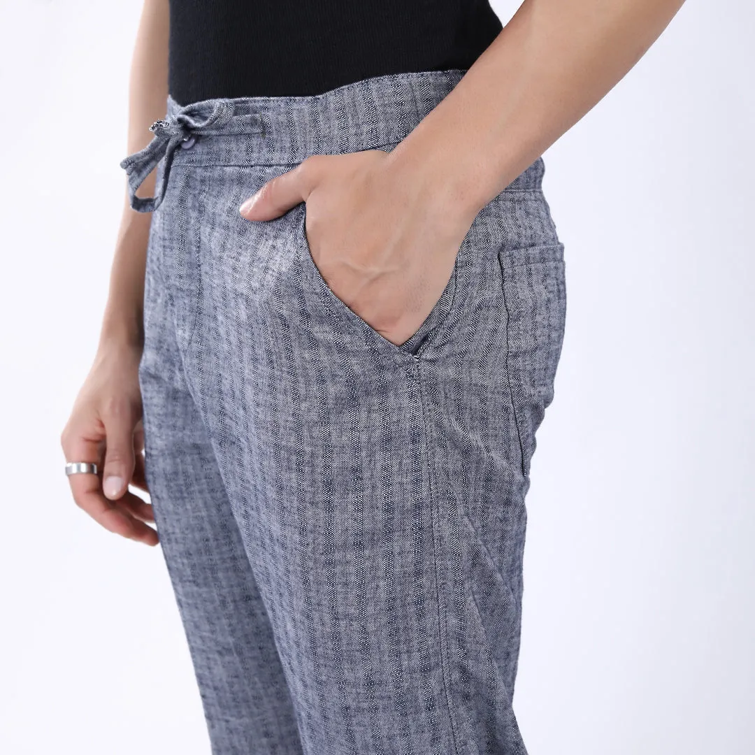 DARK GREY STRIPE LINEN PANTS