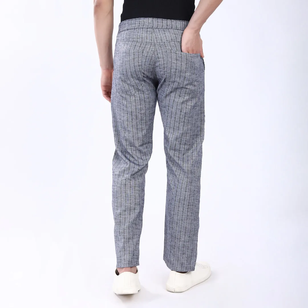 DARK GREY STRIPE LINEN PANTS