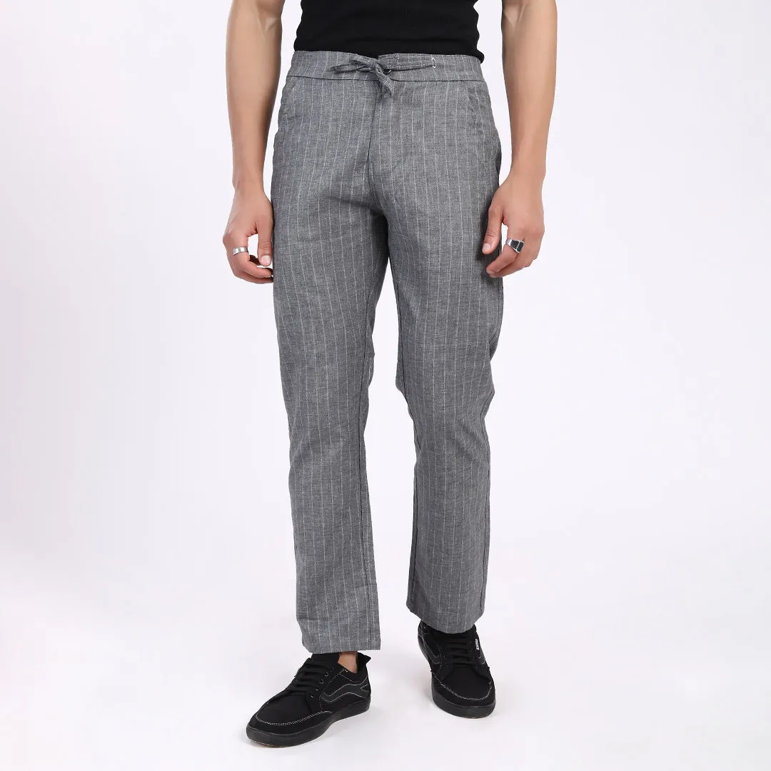 DARK GREY STRIPE LINEN PANTS