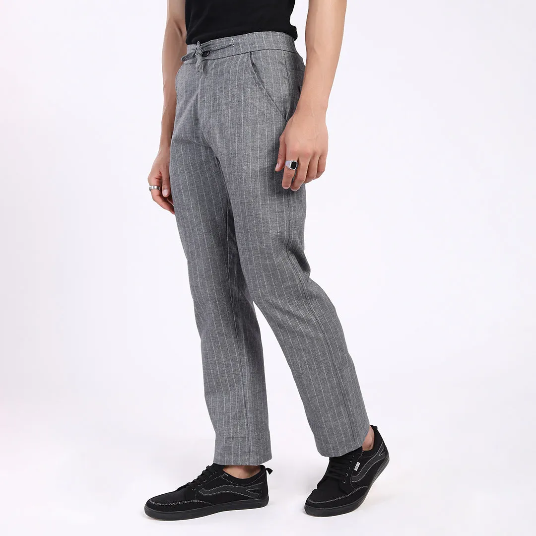 DARK GREY STRIPE LINEN PANTS
