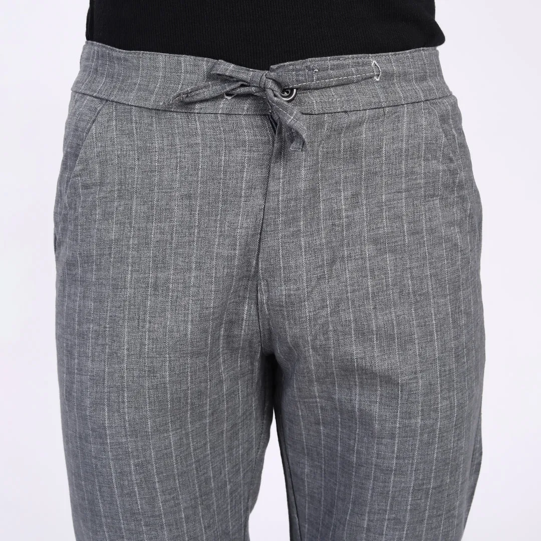 DARK GREY STRIPE LINEN PANTS
