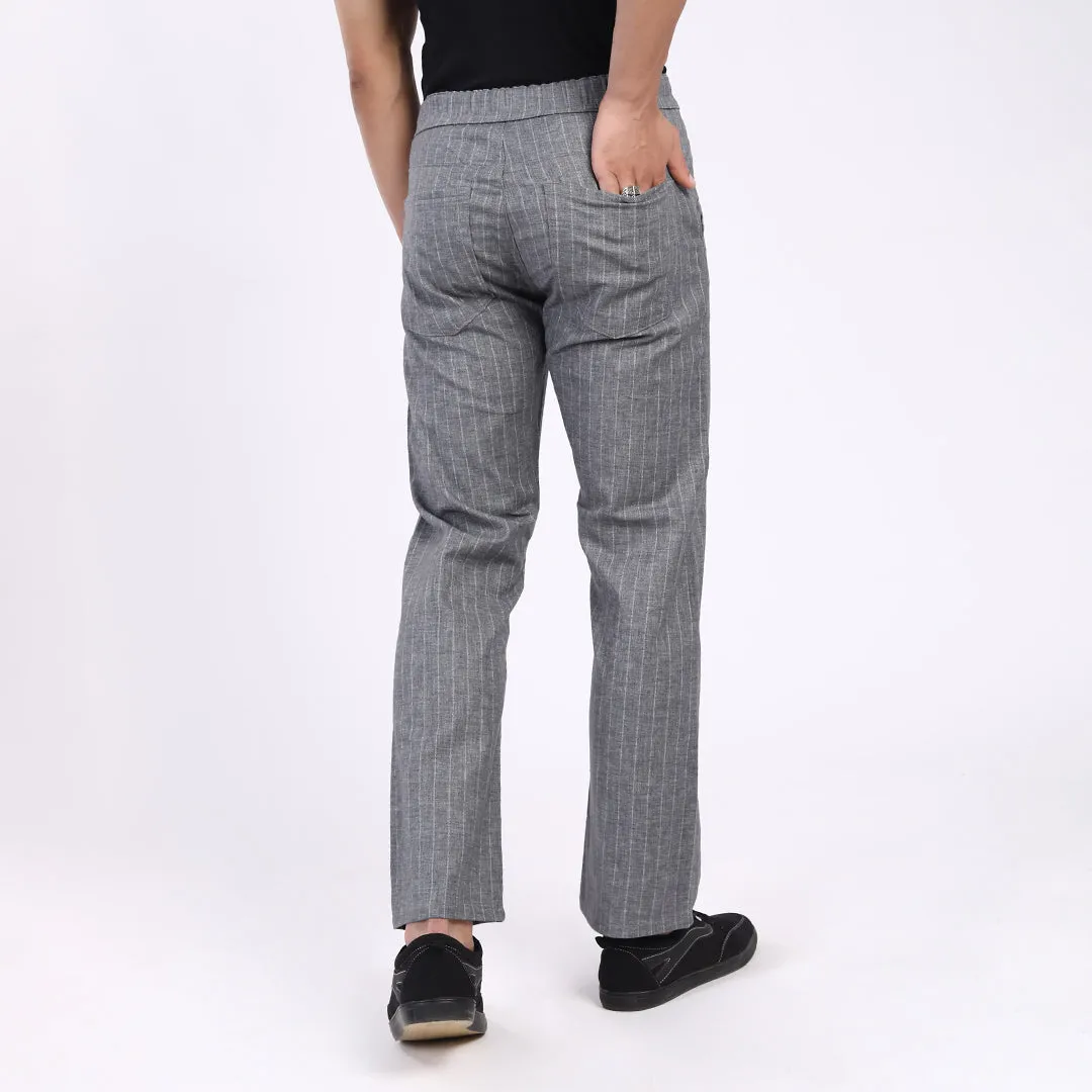 DARK GREY STRIPE LINEN PANTS