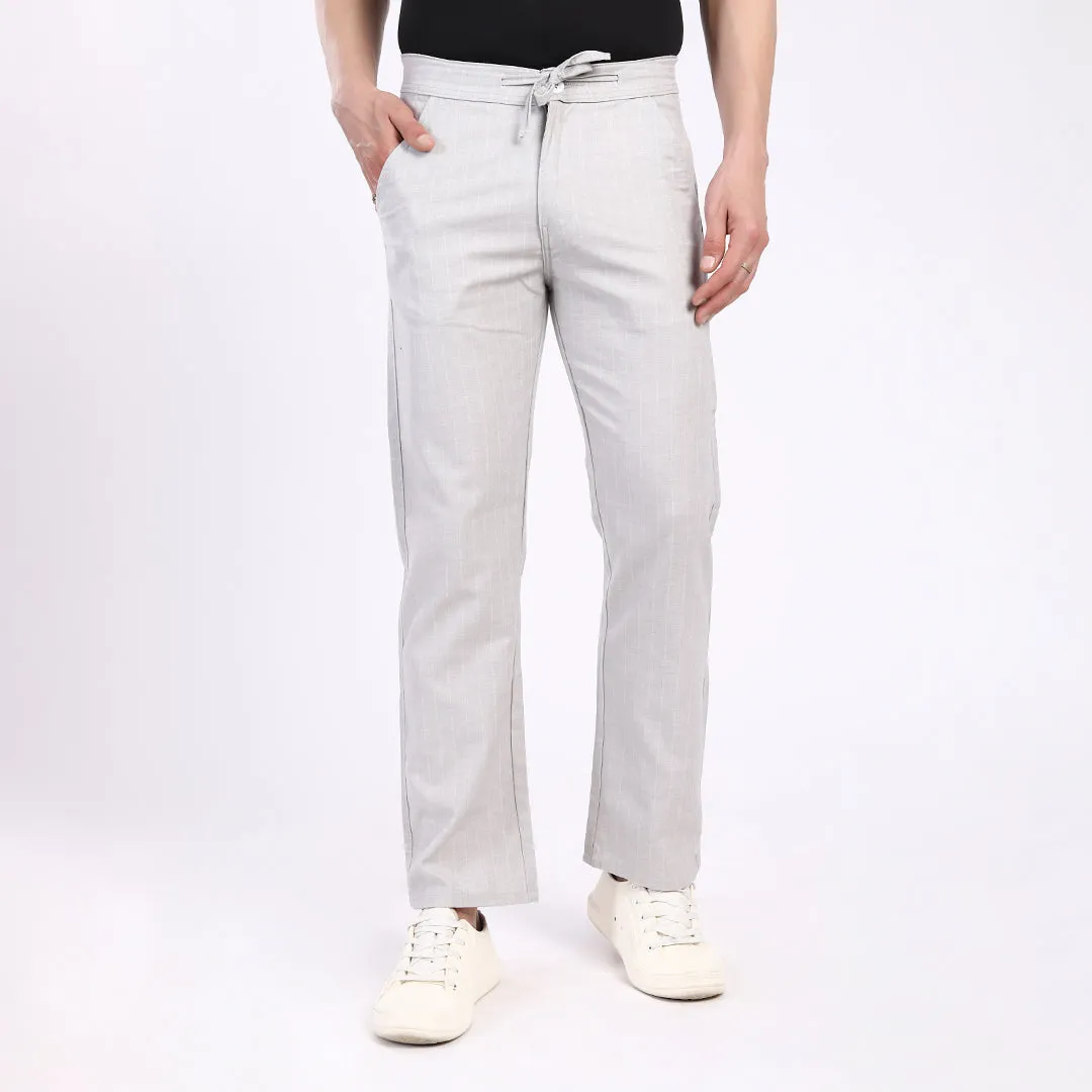 LIGHT GREY STRIPE LINEN PANTS