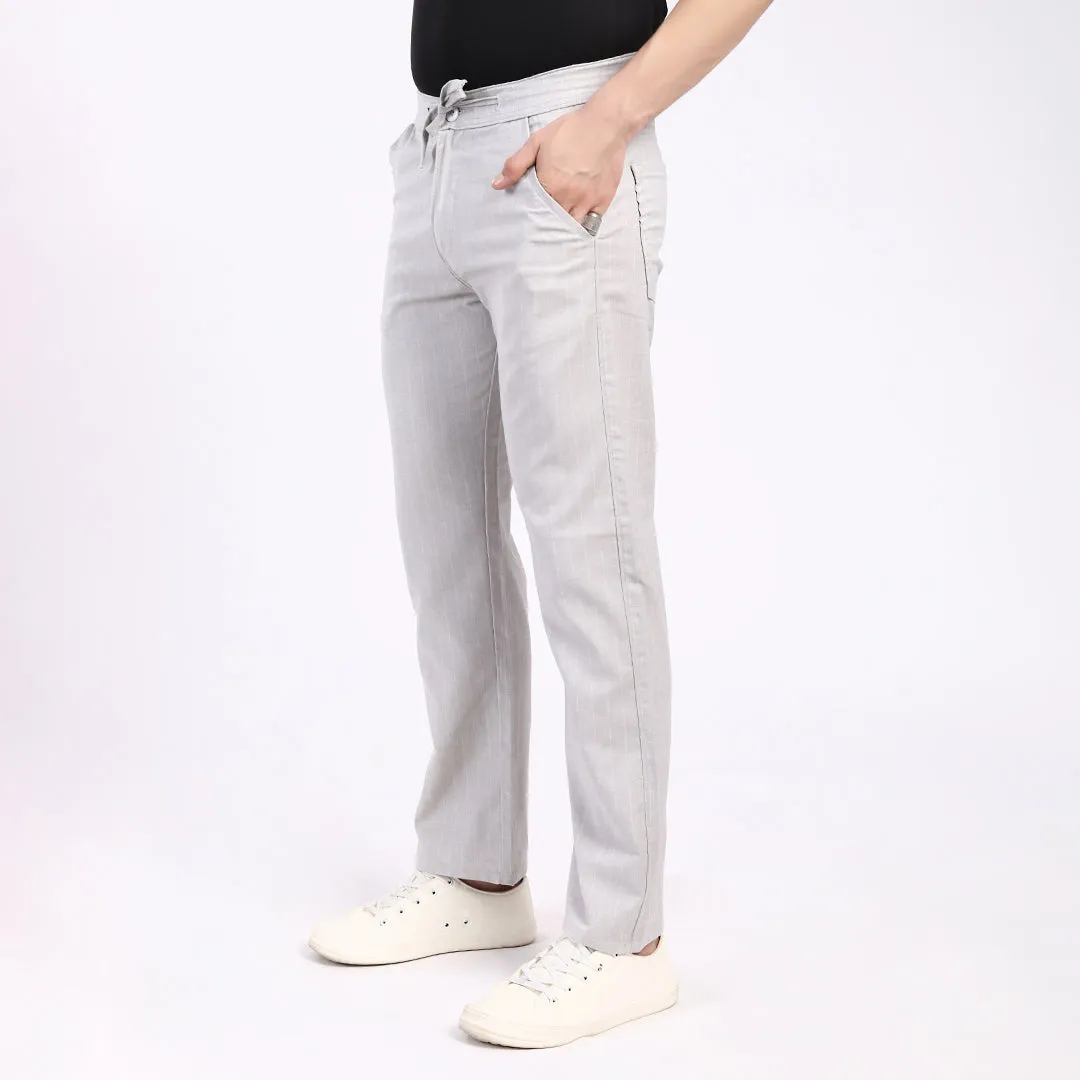 LIGHT GREY STRIPE LINEN PANTS