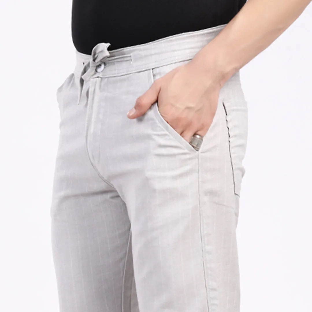 LIGHT GREY STRIPE LINEN PANTS